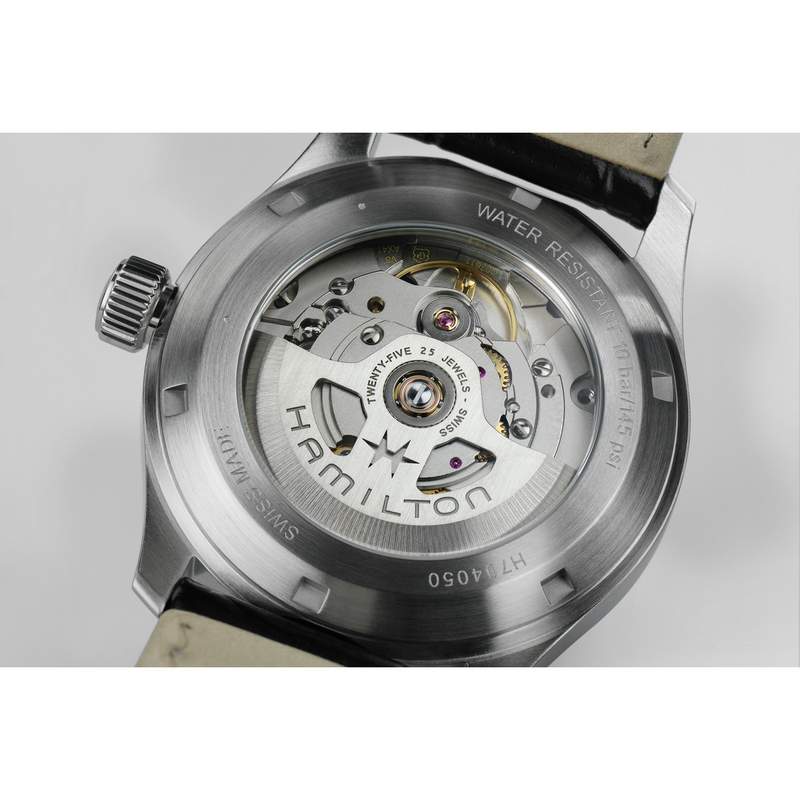 Montre HAMILTON Khaki Field homme automatique acier bracelet cuir noir - vue 3
