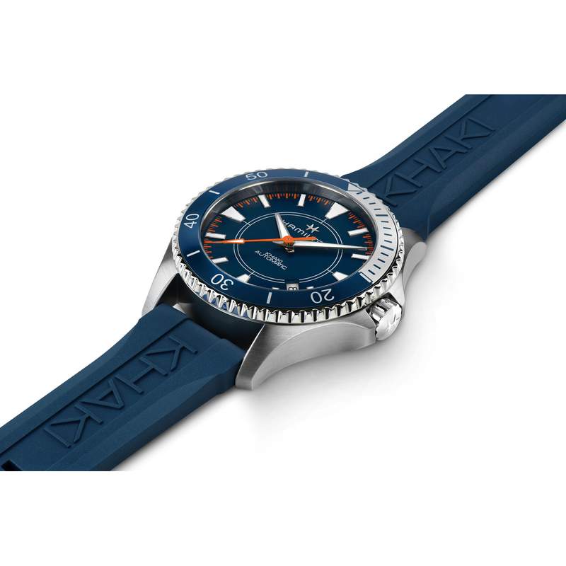 Montre HAMILTON Khaky Navy homme automatique acier bracelet caoutchouc bleu - vue 2