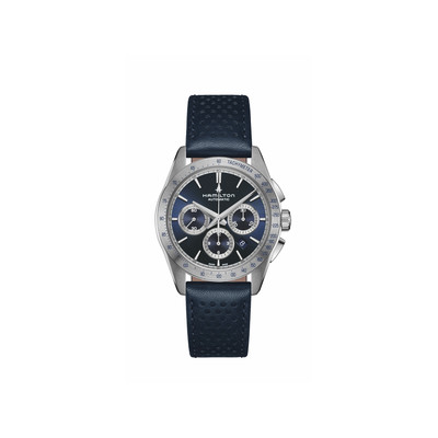 Montre HAMILTON Jazzmaster homme automatique, bracelet cuir bleu - vue 1
