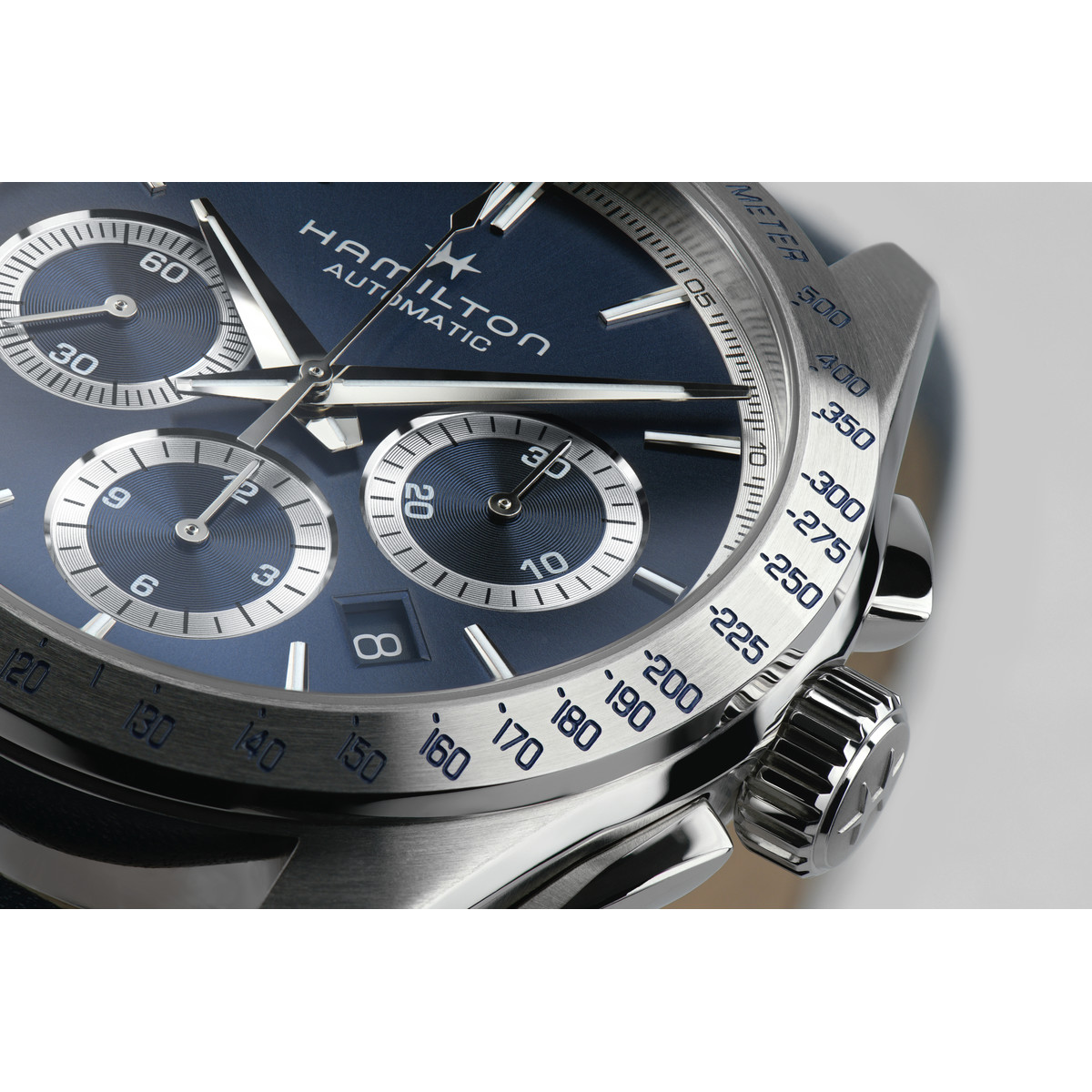 Montre HAMILTON Jazzmaster homme automatique, bracelet cuir bleu - vue D1