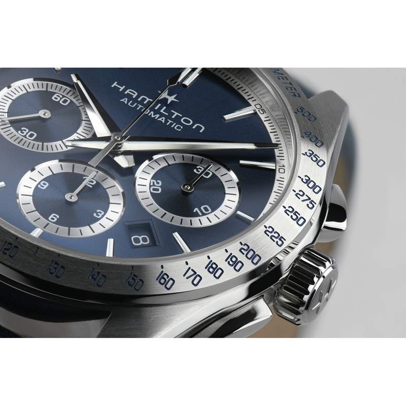 Montre HAMILTON Jazzmaster homme automatique, bracelet cuir bleu - vue D1