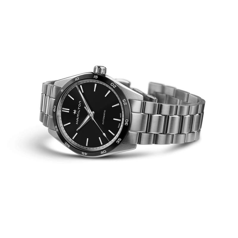Montre HAMILTON Jazzmaster homme automatique bracelet acier noir - vue D2