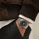 HAMILTON Jazzmaster men's automatic watch with black steel bracelet - worn view 1