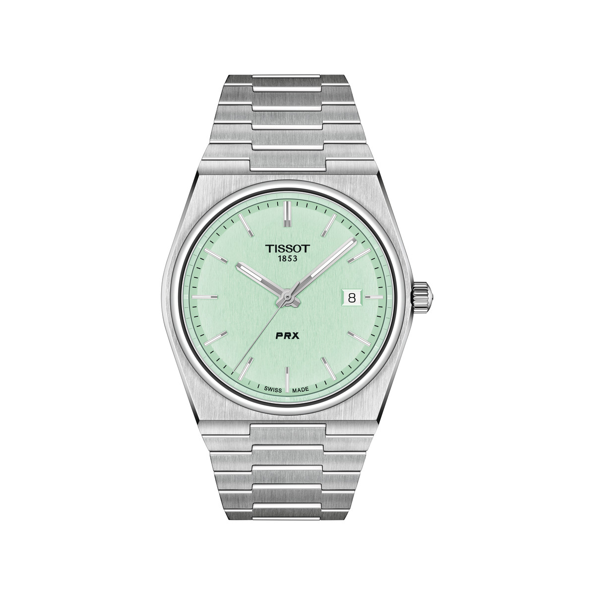 Montre TISSOT T-CLASSIC PRX 40 homme cadran vert bracelet acier gris