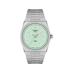Montre TISSOT T-CLASSIC PRX 40 homme cadran vert bracelet acier gris - vue 1