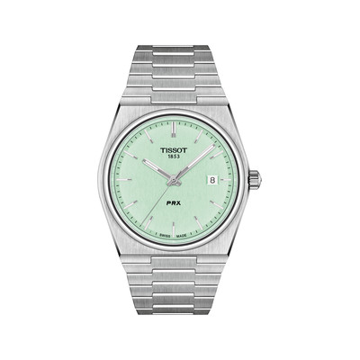 Montre TISSOT T-CLASSIC PRX 40 homme cadran vert bracelet acier gris - vue 1