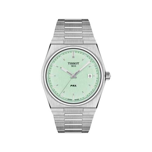Montre TISSOT T-CLASSIC PRX 40 homme cadran vert bracelet acier gris