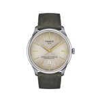 Montre TISSOT t-classic homme automatique acier bracelet cuir vert - vue 1