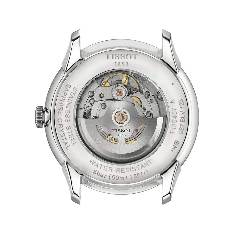 Montre TISSOT t-classic homme automatique acier bracelet cuir vert - vue 3