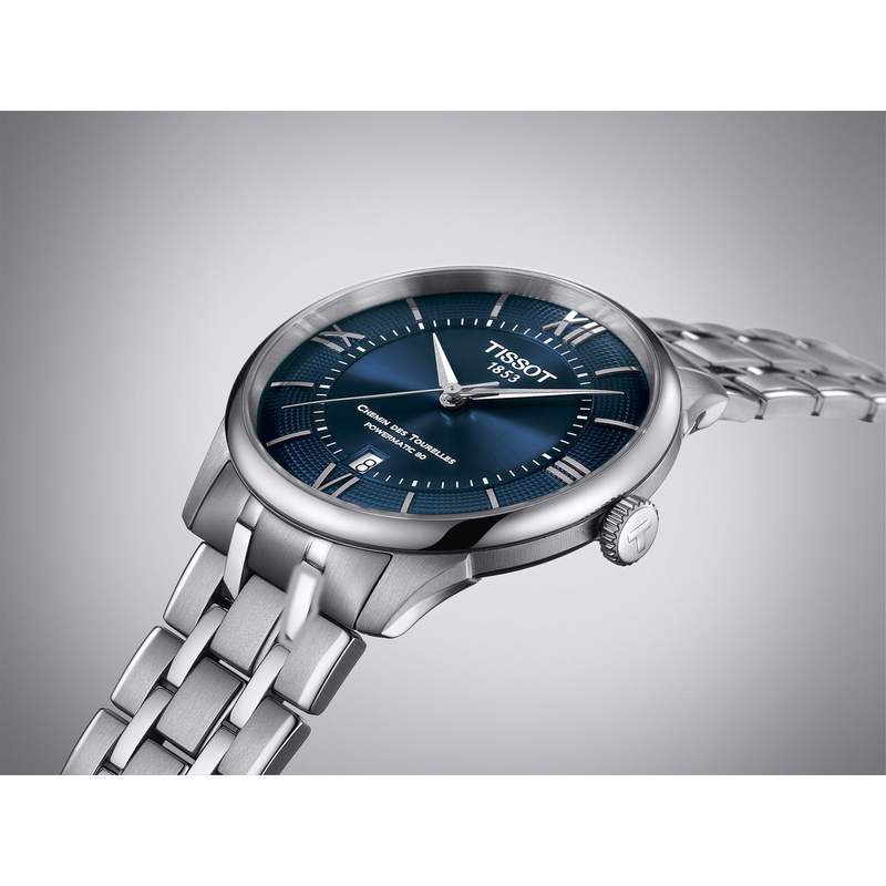 Montre TISSOT t-classic homme automatique bracelet acier gris - vue D1