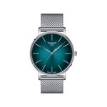 Montre TISSOT T-CLASSIC EVERYTIME mixte cadran vert bracelet acier gris - vue 1