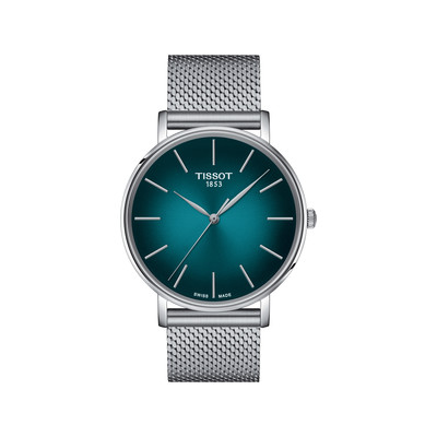 Montre TISSOT T-CLASSIC EVERYTIME mixte cadran vert bracelet acier gris - vue 1