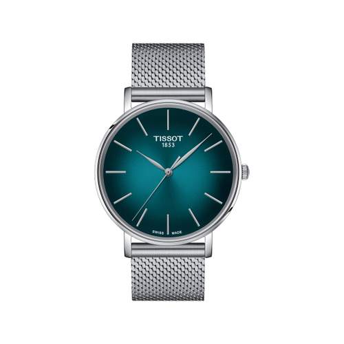 TISSOT T-CLASSIC EVERYTIME gemengde groene wijzerplaat grijs stalen armbandhorloge