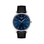 Montre TISSOT T-CLASSIC EVERYTIME homme cadran bleu bracelet cuir noir - vue 1