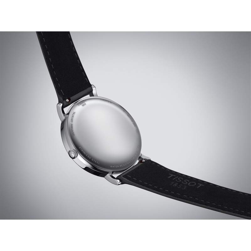 Montre TISSOT T-CLASSIC EVERYTIME homme cadran bleu bracelet cuir noir - vue D2