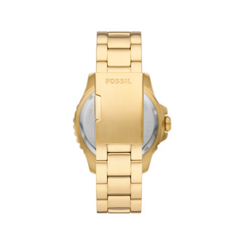 FOSSIL Blauw herenhorloge met vergulde stalen armband