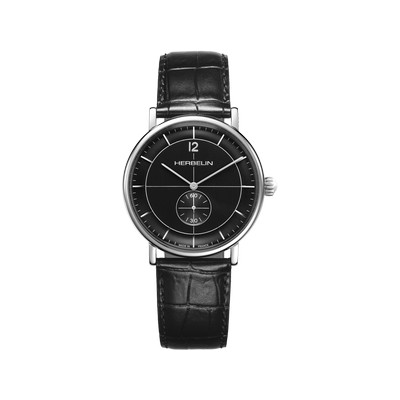 Montre HERBELIN Inspiration homme analogique acier bracelet cuir noir - vue 1