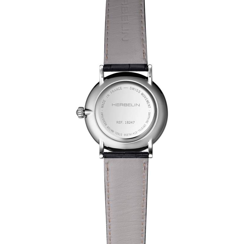 Montre HERBELIN Inspiration homme analogique acier bracelet cuir noir - vue 3