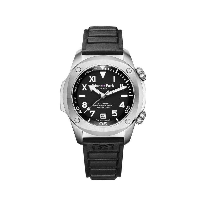 Montre EDEN PARK Sport homme automatique acier bracelet silicone noir - vue 1