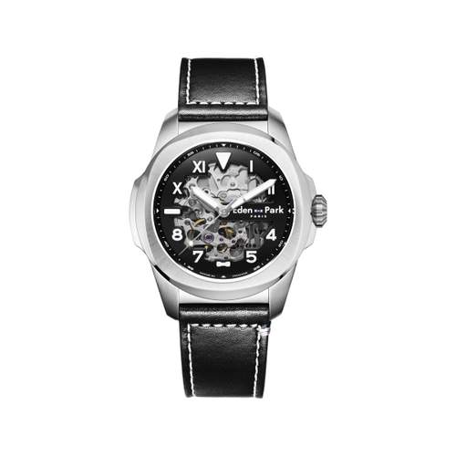 Montre EDEN PARK Sport homme automatique acier bracelet cuir noir
