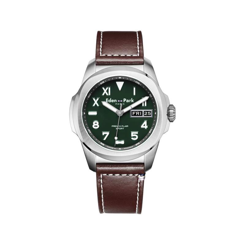 Montre EDEN PARK Sport homme bracelet cuir brun - vue 1