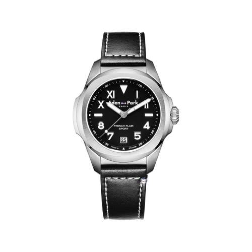Montre EDEN PARK Sport homme acier bracelet cuir noir