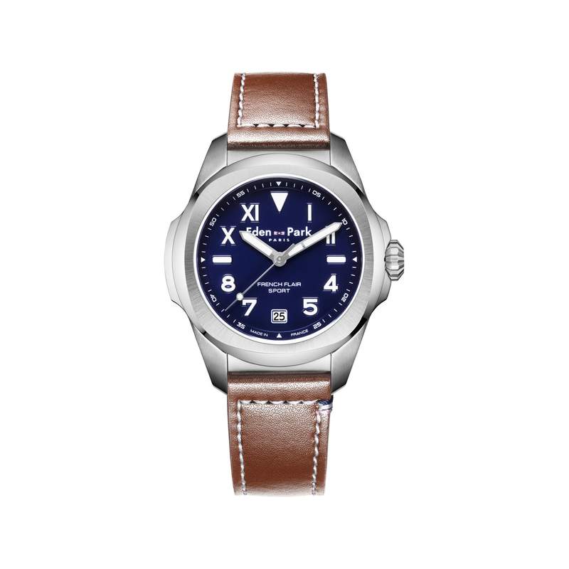 Montre EDEN PARK Sport homme bracelet cuir marron - vue 1