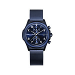 Montre EDEN PARK Club homme bracelet acier bleu maille milanaise - vue 1
