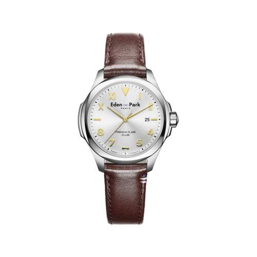 Montre EDEN PARK Club homme bracelet cuir brun