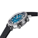 Montre LIP Grande Nautic-Océan homme automatique cadran bleu, bracelet caoutchouc noir, boitier acier inoxydable - vue D2