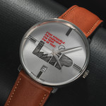 Montre LIP C'est possible homme cadran gris bracelet cuir marron boitier acier - vue D2