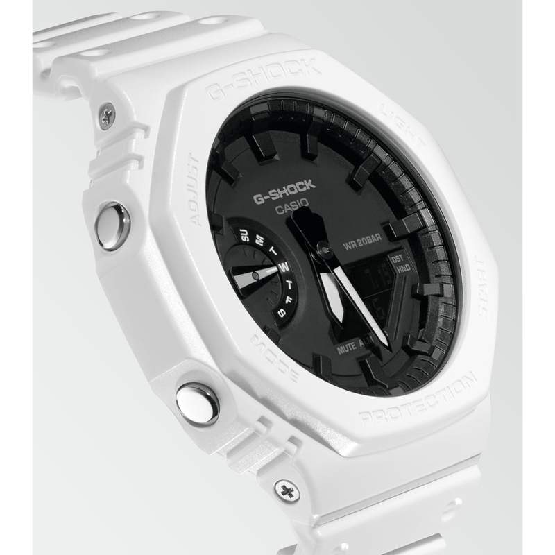 G-SHOCK classic men's watch with white resin bracelet - view D2