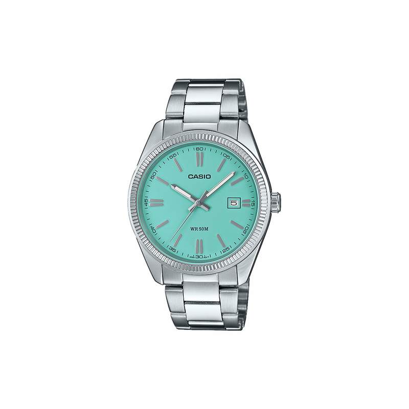 Montre CASIO homme cadran bleu bracelet acier - vue 1