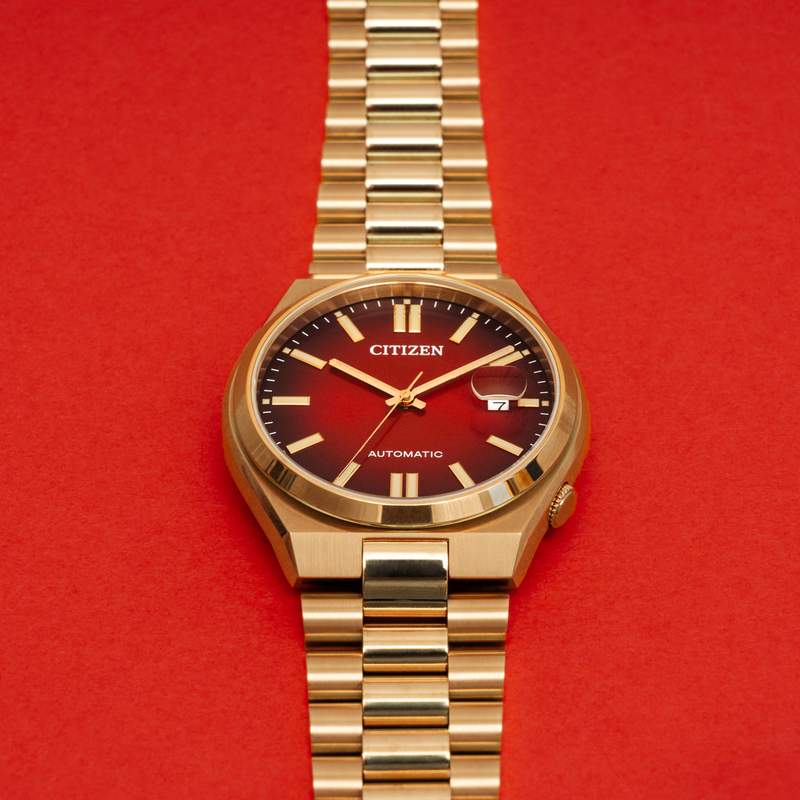 Montre CITIZEN Tsuyosa homme automatique bracelet acier doré rose - vue D1