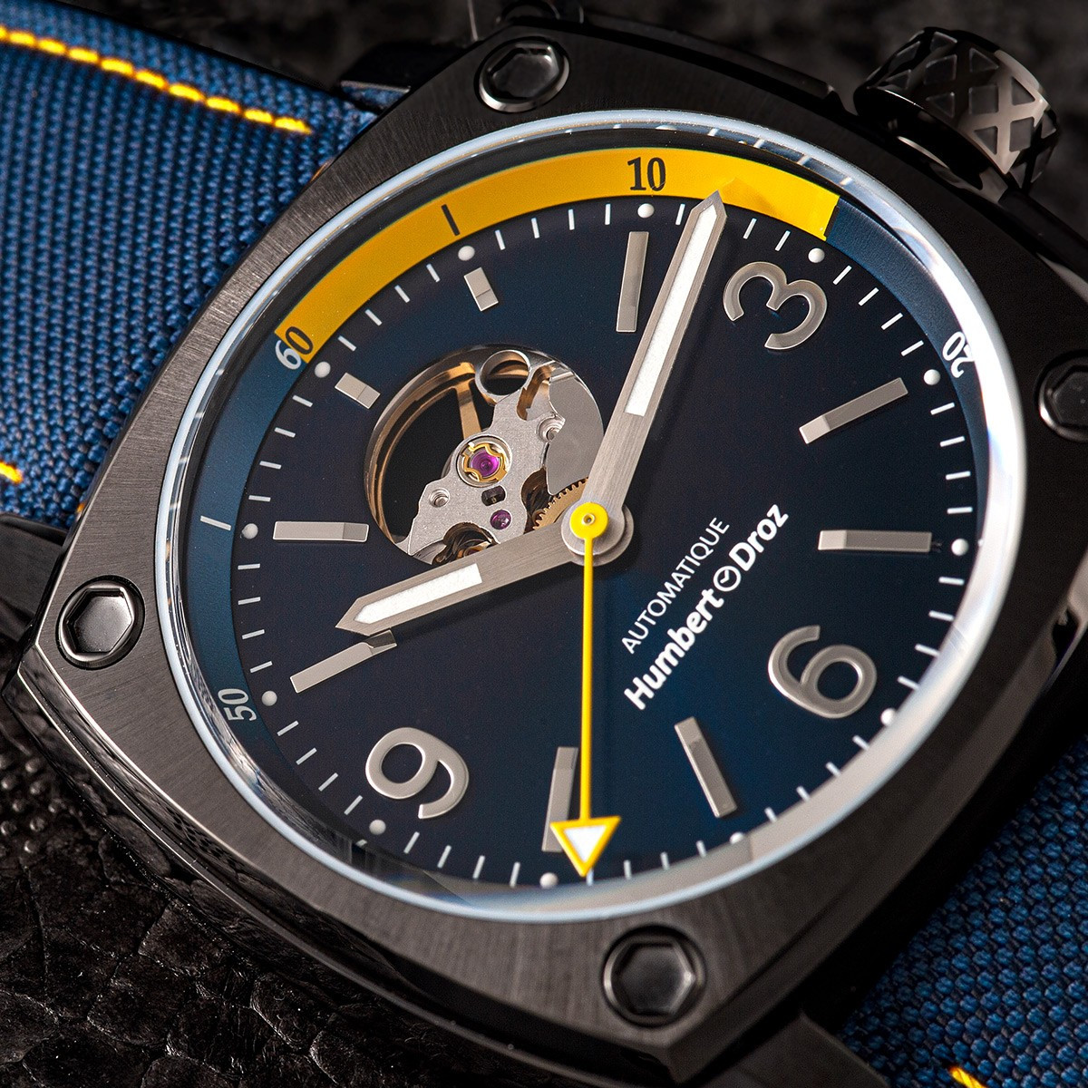 Montre HUMBERT-DROZ hd1 homme automatique, bracelet tissu bleu fonce - vue D1