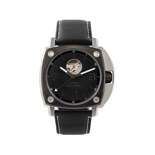 HUMBERT-DROZ hd1 automatisch herenhorloge, zwarte leren band