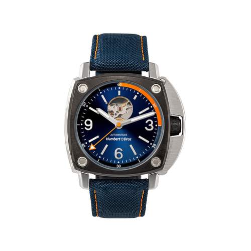 HUMBERT-DROZ hd1 men's automatic watch, dark blue fabric strap