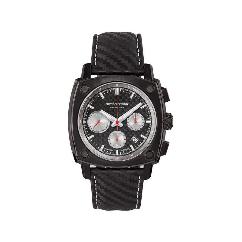 Montre HUMBERT-DROZ hd7 homme chronographe, bracelet cuir noir - vue 1