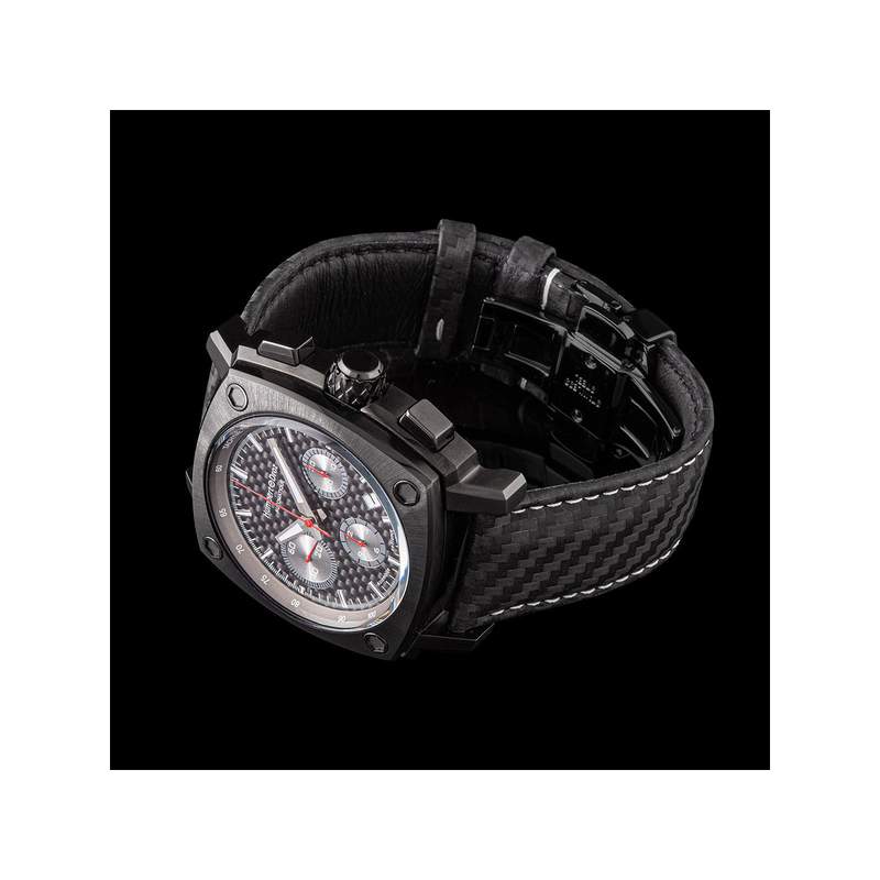 Montre HUMBERT-DROZ hd7 homme chronographe, bracelet cuir noir - vue 2