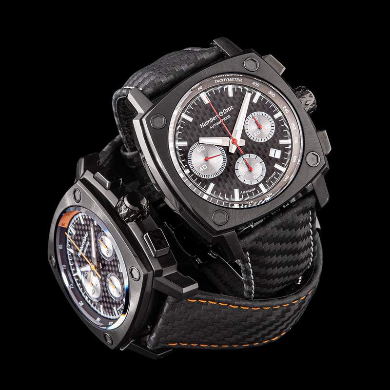 Montre HUMBERT-DROZ hd7 homme chronographe, bracelet cuir noir - vue D1