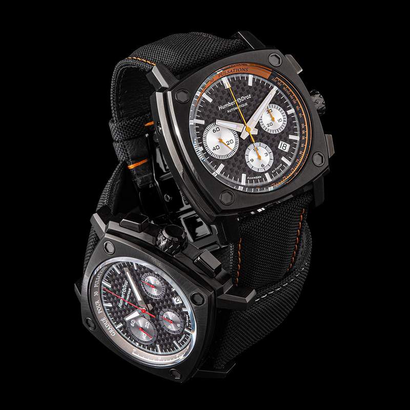 Montre HUMBERT-DROZ hd7 homme chronographe, bracelet cuir noir - vue D1