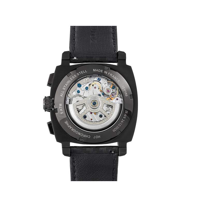 Montre HUMBERT-DROZ hd7 homme chronographe, bracelet cuir noir - vue 3