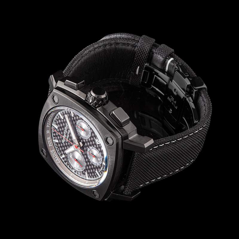Montre HUMBERT-DROZ hd7 homme chronographe, bracelet cuir noir - vue D3