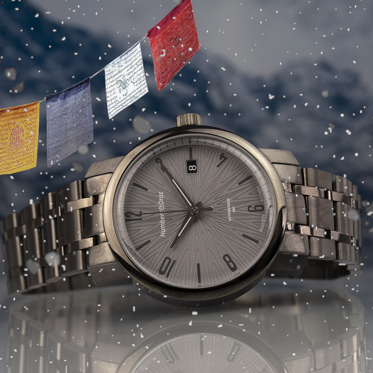 Montre HUMBERT-DROZ hd8 homme automatique, bracelet acier gris - vue D1