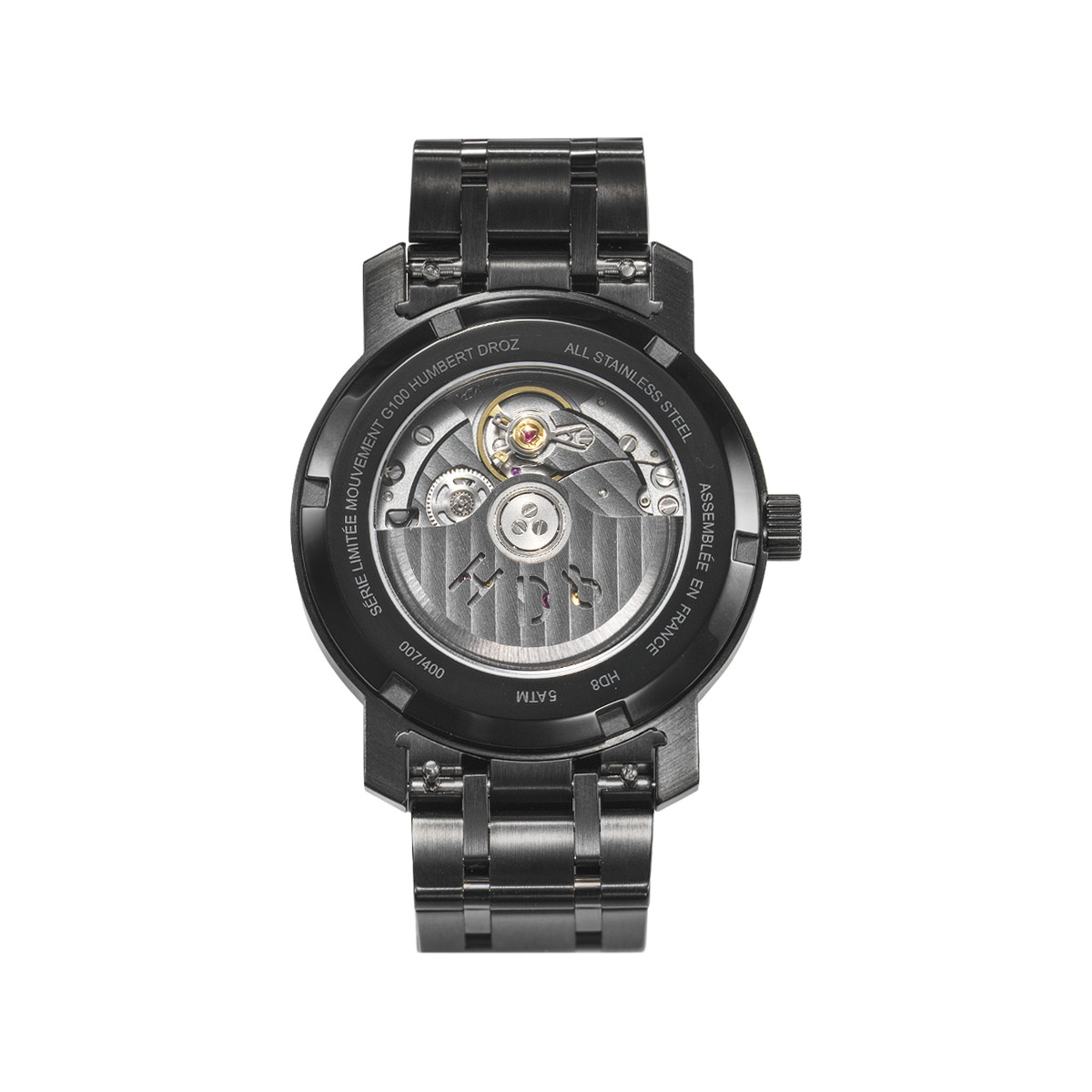 Montre HUMBERT-DROZ hd8 homme automatique, bracelet acier noir - vue 3