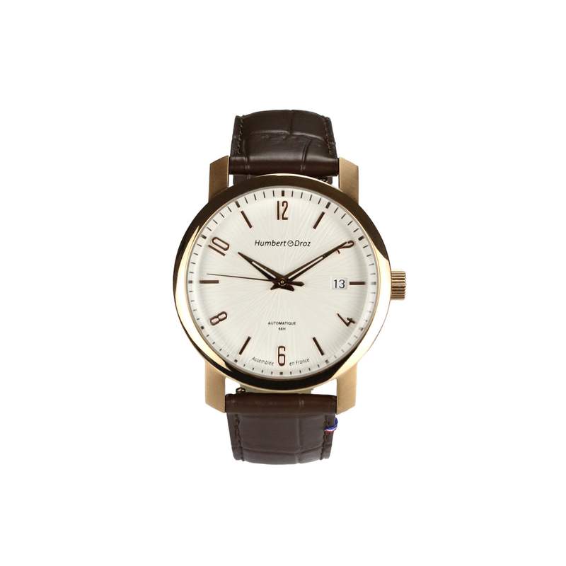 Montre HUMBERT-DROZ hd8 homme automatique, bracelet cuir marron clair - vue 1
