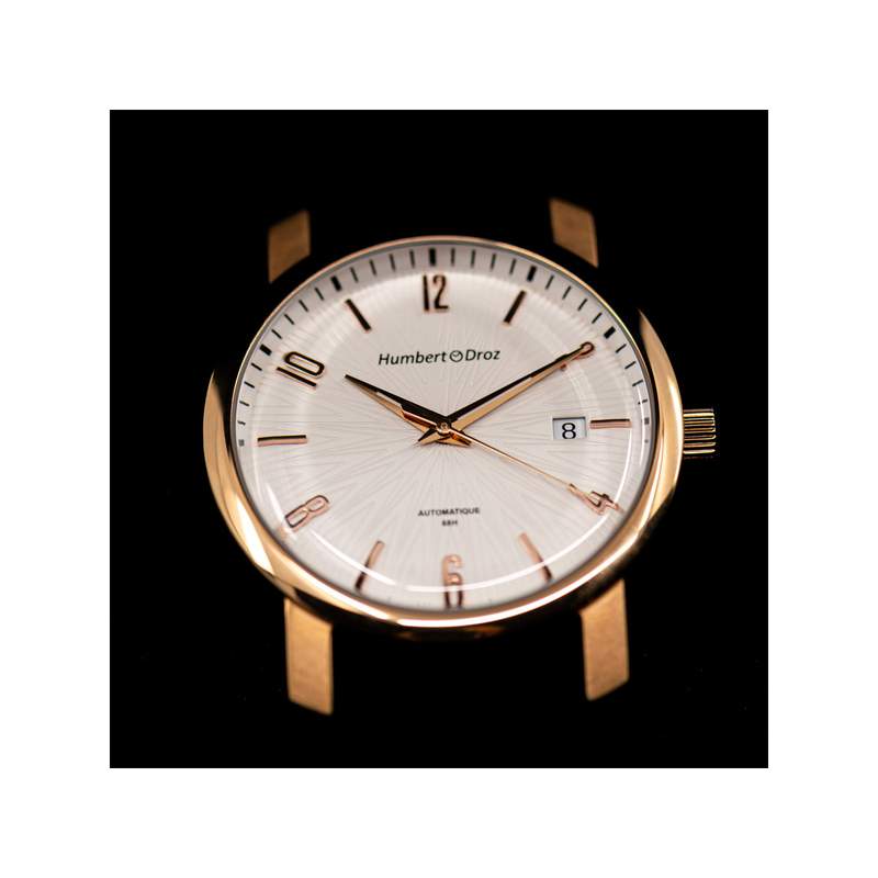Montre HUMBERT-DROZ hd8 homme automatique, bracelet cuir marron clair - vue 2