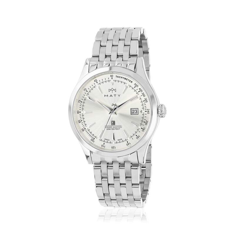 Montre MATY GM cadran gris bracelet acier - vue 1