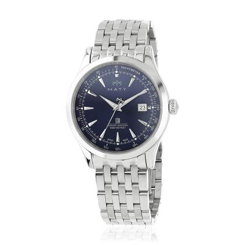 Montre MATY GM cadran bleu foncé bracelet acier