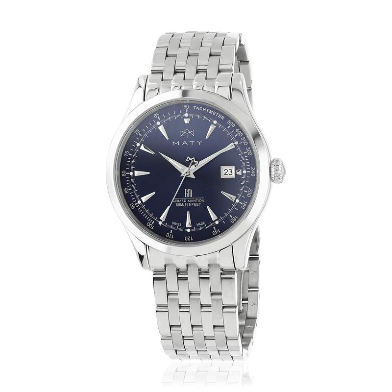 Montre MATY GM cadran bleu foncé bracelet acier - vue 1